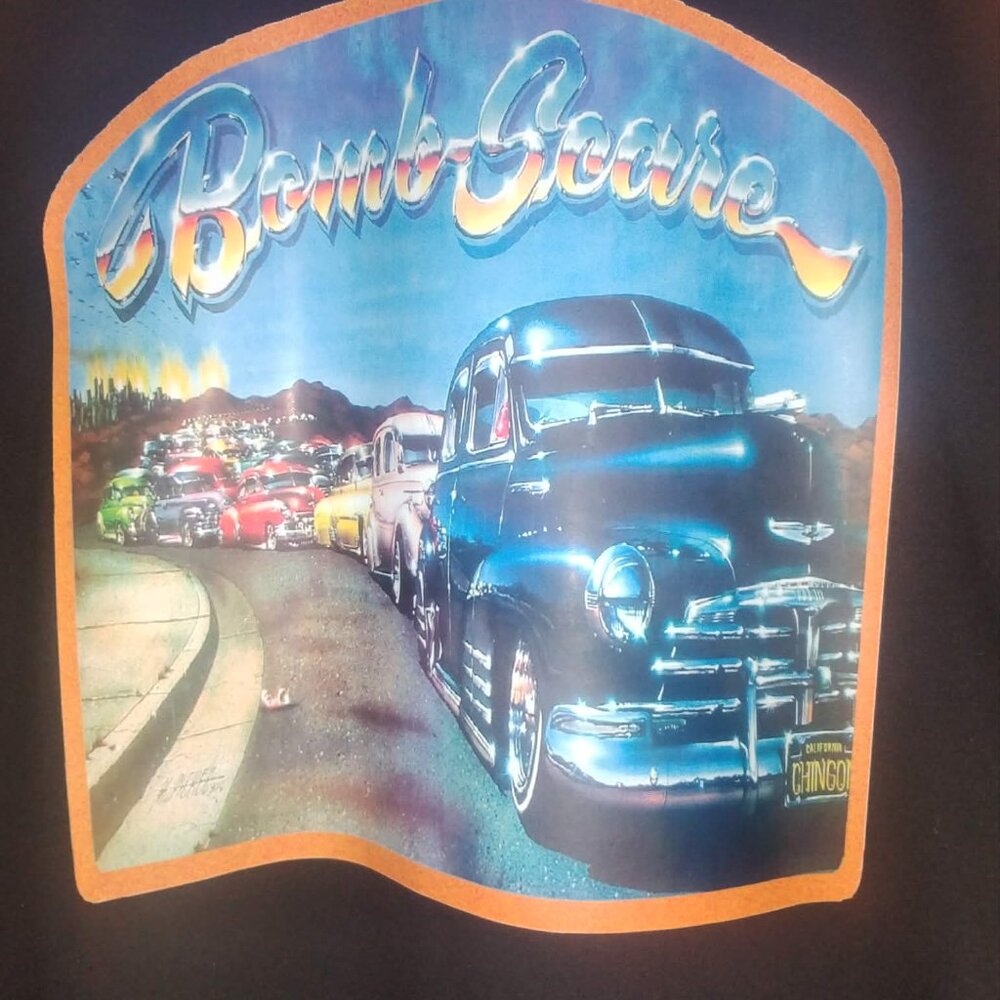 Vintage 1980's "Bomb Scare" iron on long sleeve heavy duty T-shirt. Black